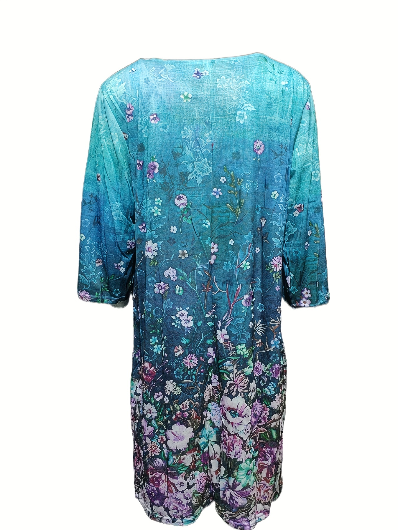 Haljine s nasumičnim cvjetnim printom, ležerne haljine s V izrezom s pola rukava, ženska odjeća