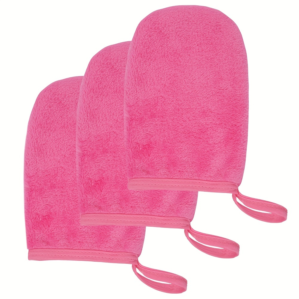 Flannel Makeup Remover Gloves Set - 3 Pack