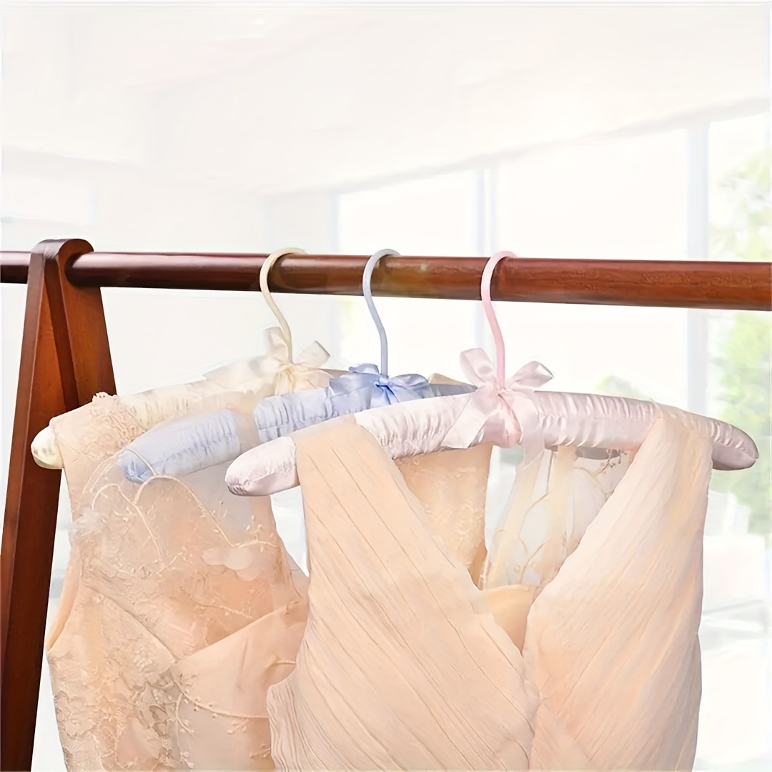 5pcs Silk Packaging Hangers Non Slip Durable Satin Covered Hangers