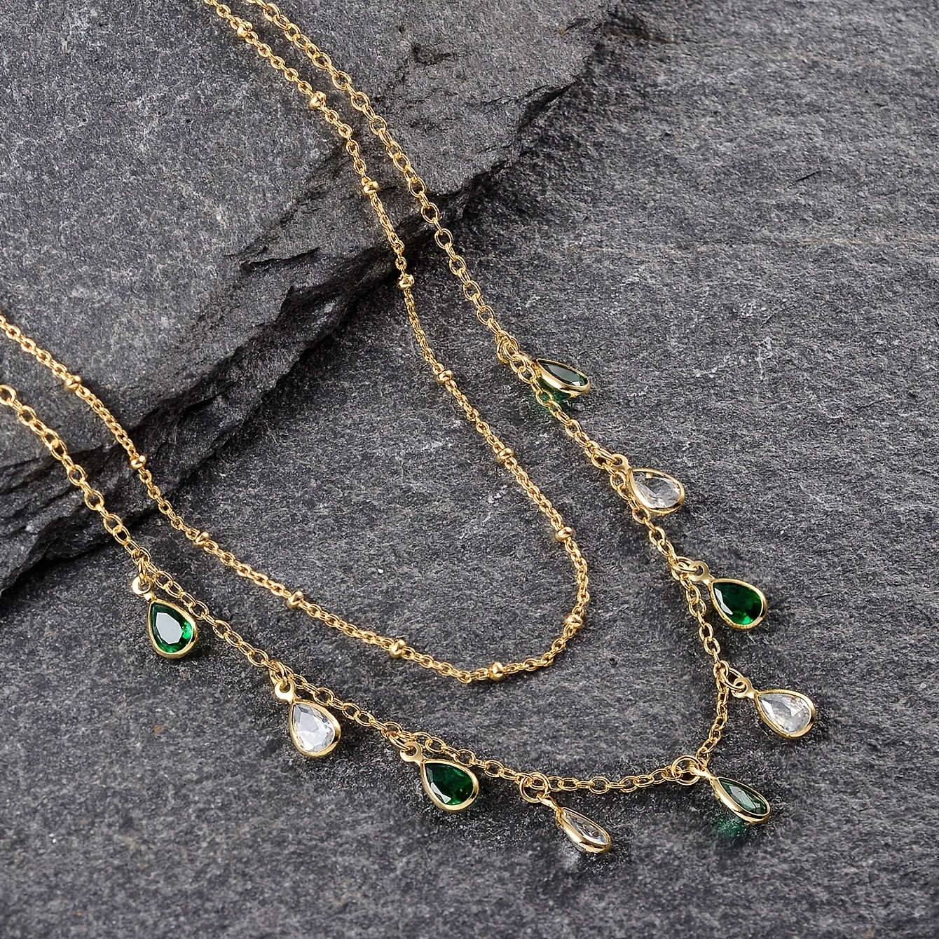 Green teardrop sale necklace