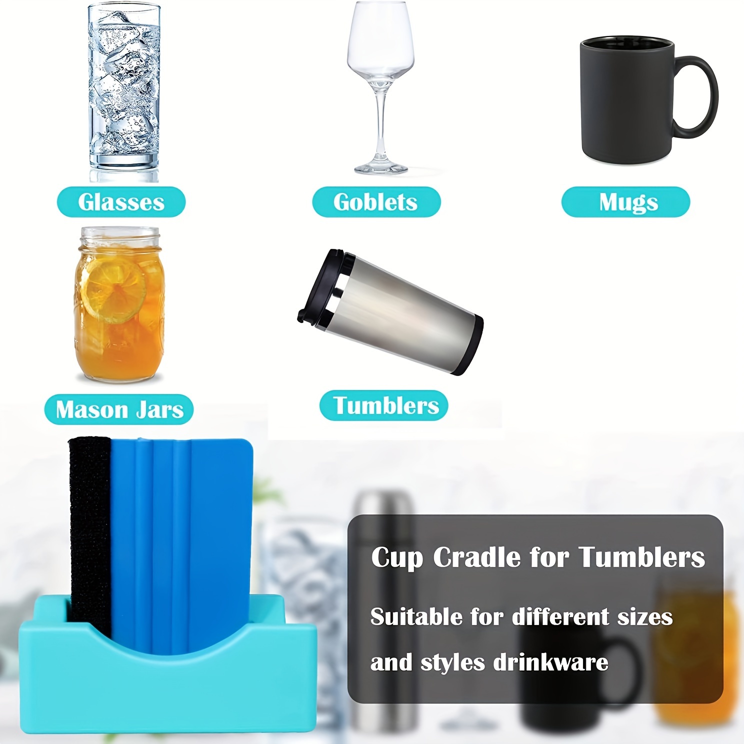 CUPITUP Small Silicone Cup Cradle with Built-in Slot for Crafting Tumblers  Use to Apply Vinyl Decals for Tumblers, Tumbler Holder for Crafts, 2 Angle  Supports Tumbler Cradle for Epoxy