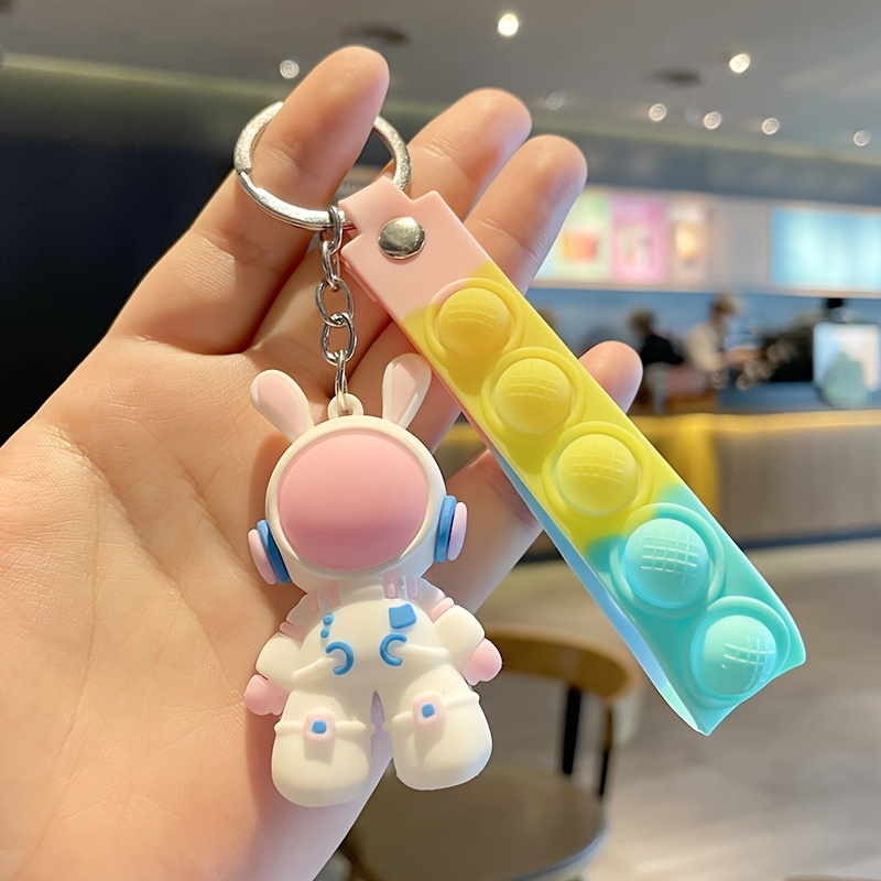 Cute Bear Key Chain Resin Bow Bell Rabbit Keychain Weaving Fashion Doll Bag  Pendant Holiday Car