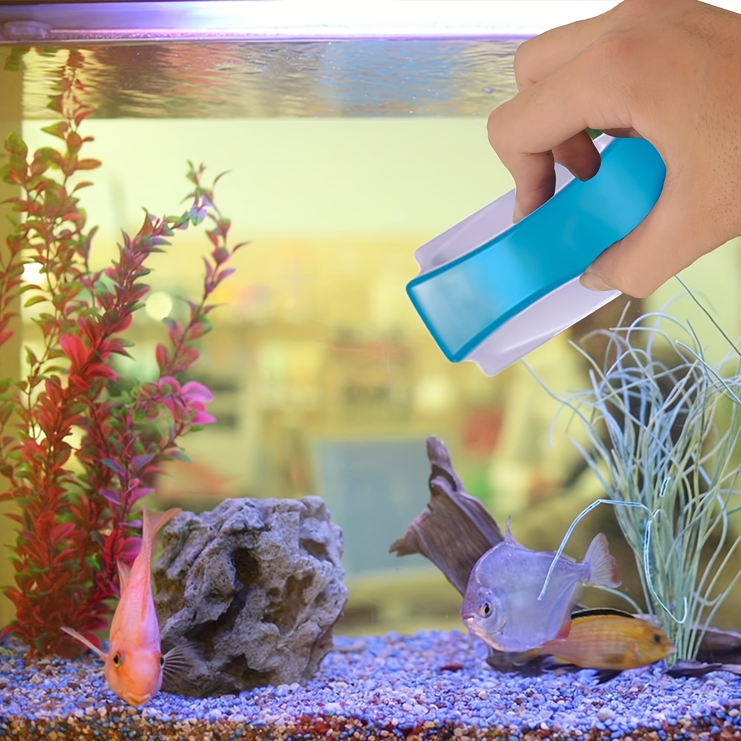 NEPTONION Magnetic Aquarium Fish Tank Glass Algae Scrapers Glass Cleaner Scrubber Clean Brush Floating,Scratch-Free,Non-Slip,magnetizing