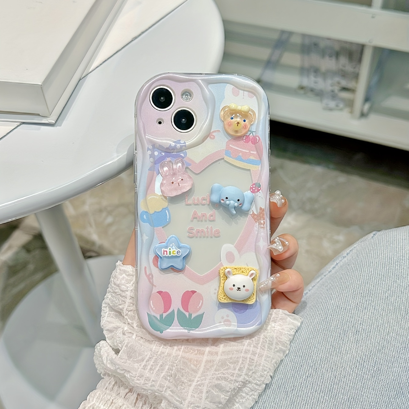 Luxury Square Cute Clover Pink Case For iPhone 14 13 12Mini 11 Pro XS Max  XR X 7 8 Plus Soft Silicone Mirror Phone Cover Bracket