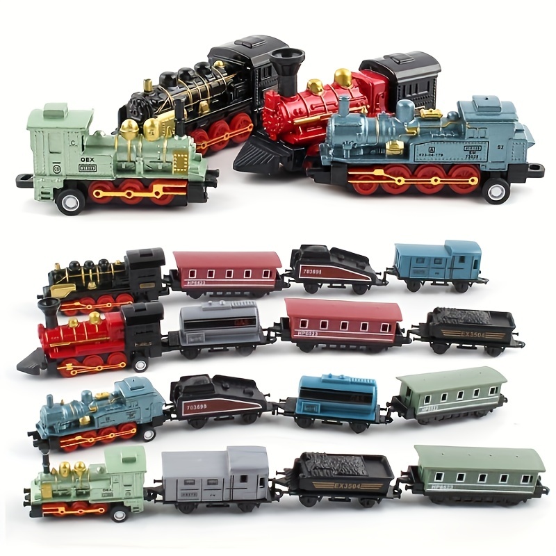 Train électrique rétro pour enfants, ensemble de jouets, modèle de train,  décor créatif, cadeaux de fête