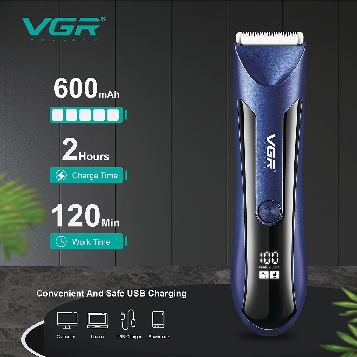 VGR cortadora de pelo profesional para hombre maquina cortar pelo Broche  del pelo Impermeable recortadora de