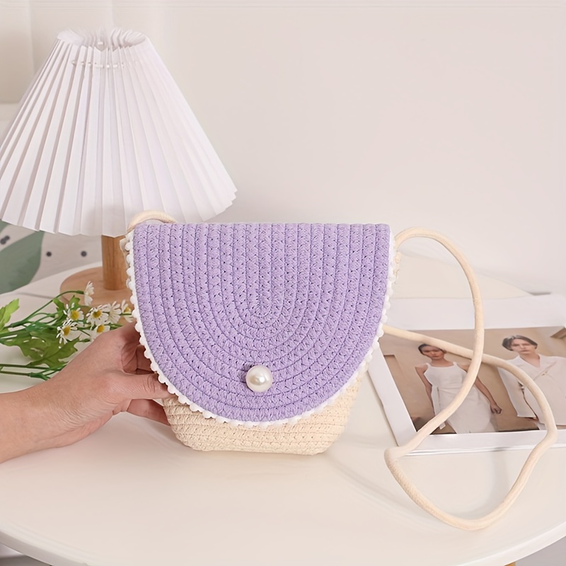 New Trendy Korean Style Straw Woven Fashion Small Round Bag Net