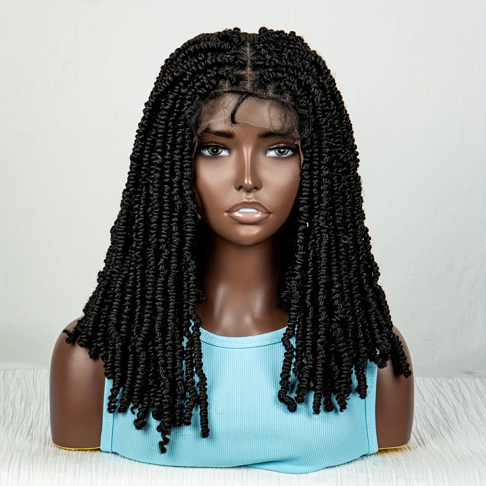 Full Double Lace Knotless Locs Braided Wigs Synthetic Lace - Temu