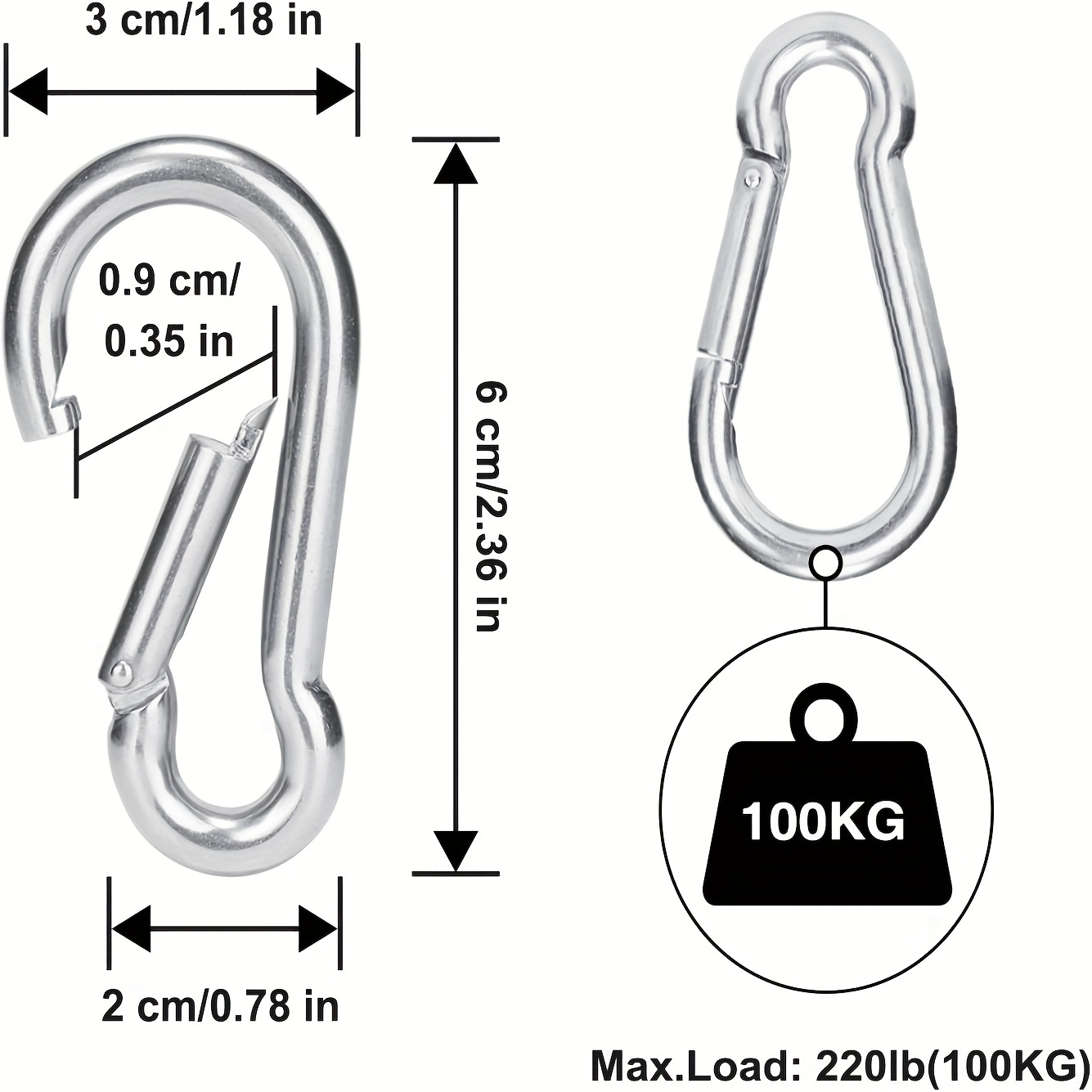 Heavy Duty 304 Stainless Steel Small Carabiner Clips Load - Temu Canada