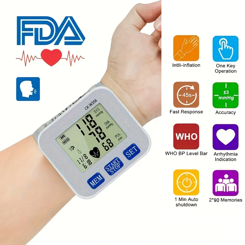 Wrist Electronic Blood Pressure Monitor Ck w358 (lithium - Temu