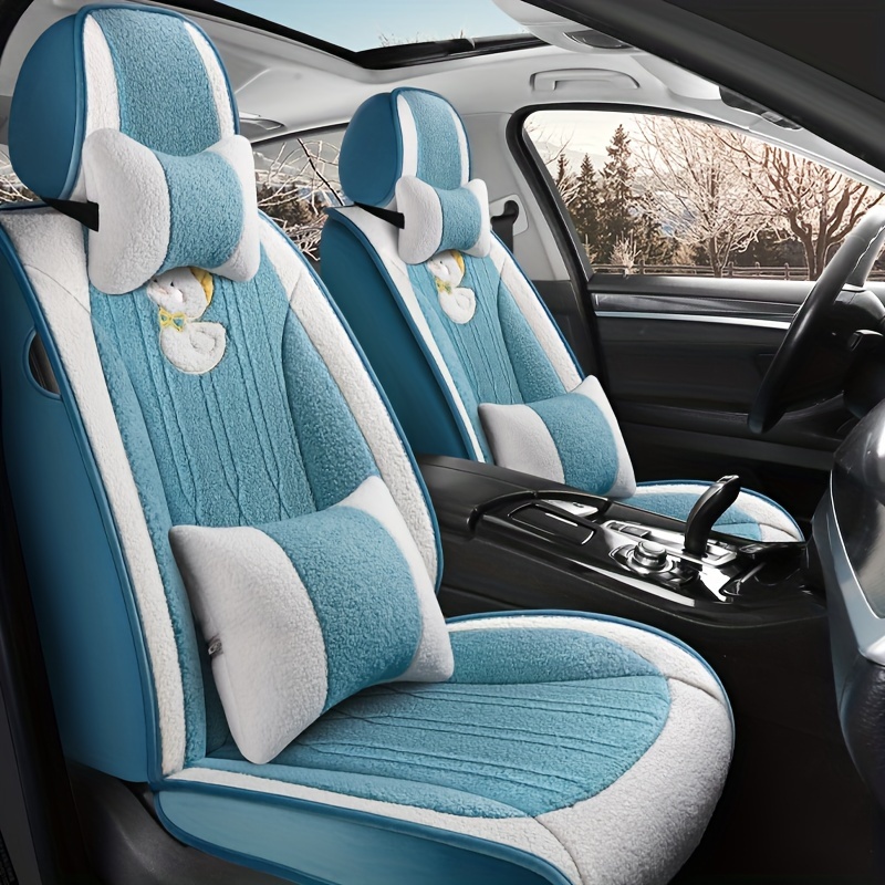 5 Seats Plush Automotive Seat Cover Winter Warm Full - Temu