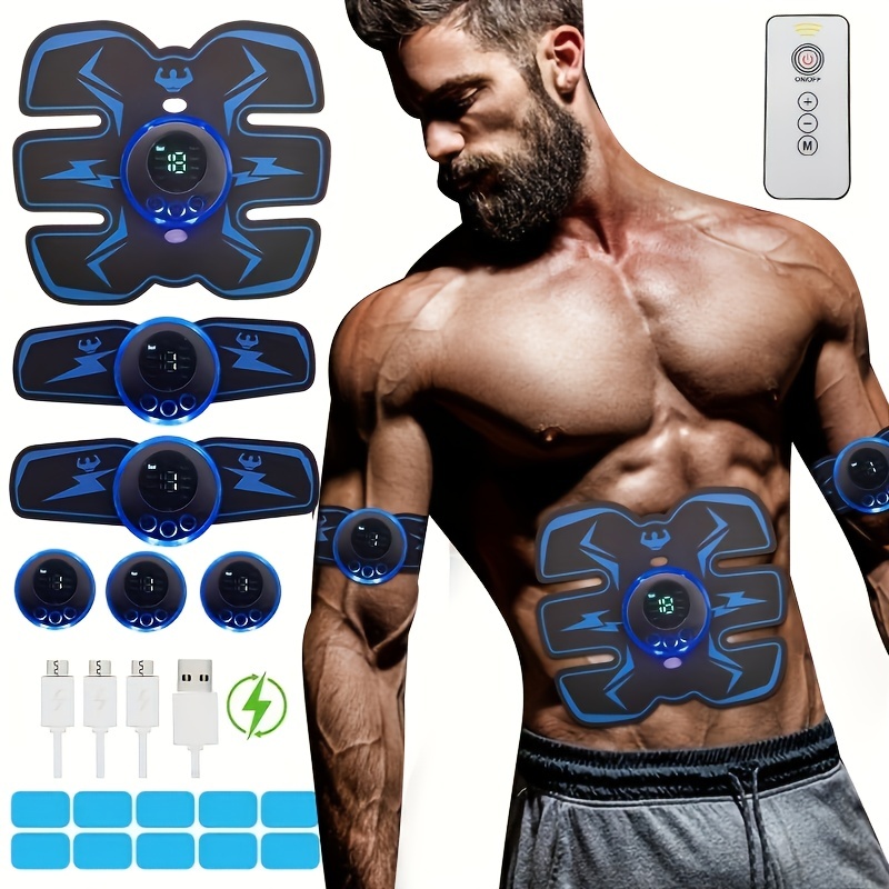 LTS FAFA Entraîneur de muscles abdominaux, appareil d'entraînement EMS,  stimulateur musculaire portable rechargeable par USB, 6 modes et 9  intensités