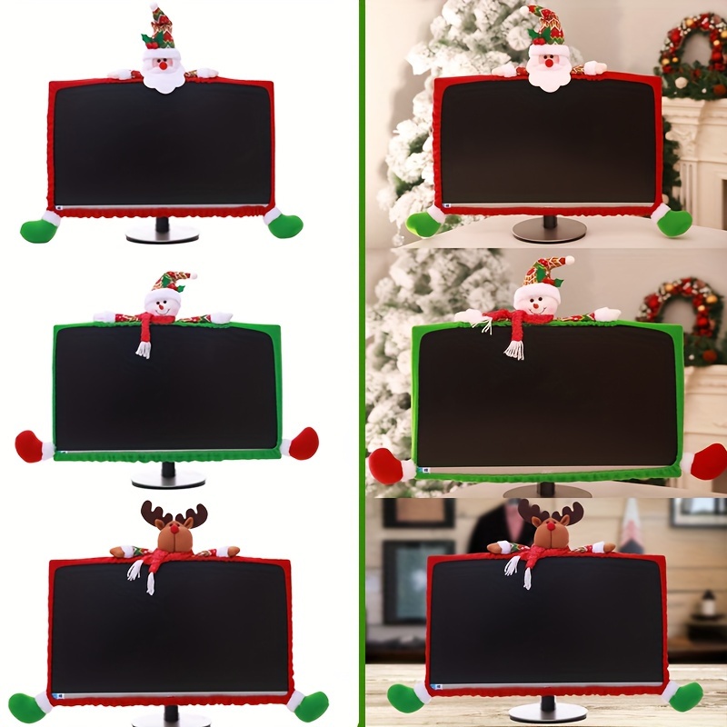 Sunnyushine Computer-Monitorabdeckung Weihnachten Deko Bildschirm  Schutzhülle Dreidimensionale Cartoon-Dekoration,für Zuhause,  Büro(Weihnachtsmann/Rentier/Schneemann) : : Computer & Zubehör
