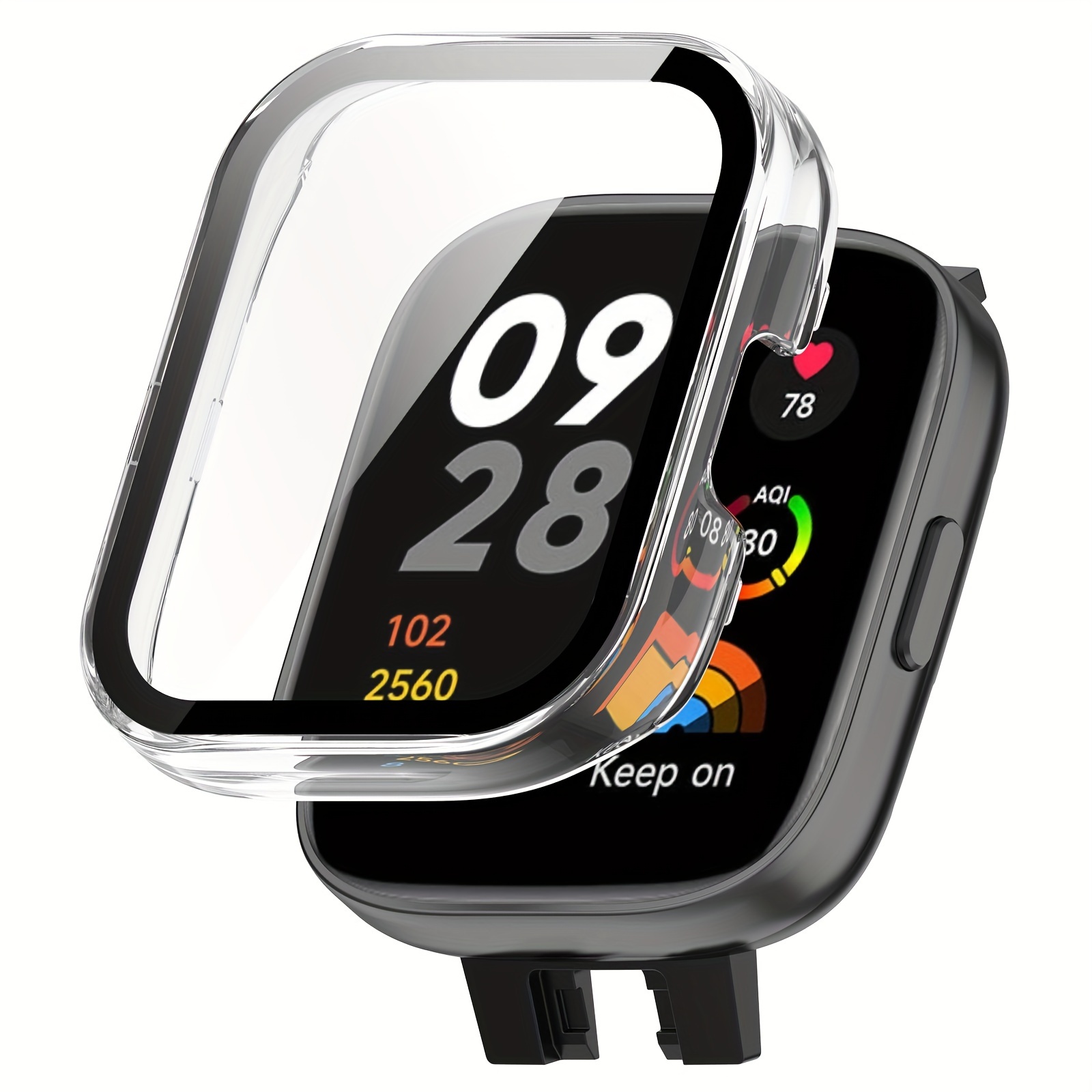 Para Amazfit Bip 5 Funda protectora de reloj de PC integrada con película  templada (negro)