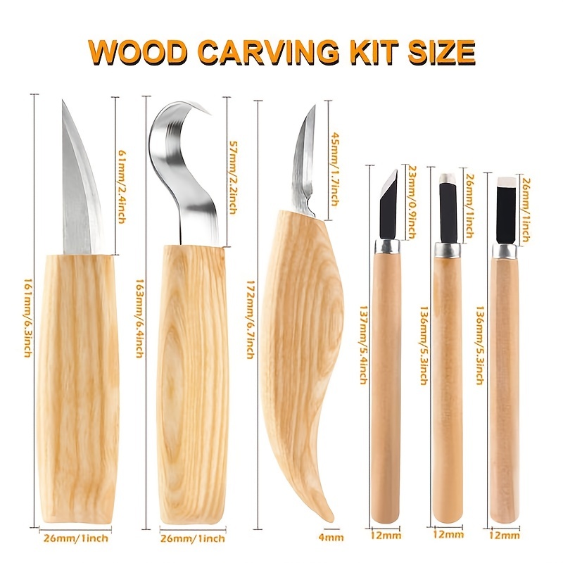 Wood Carving Tools 5 in 1 Knife Set - Includes Hook Knife