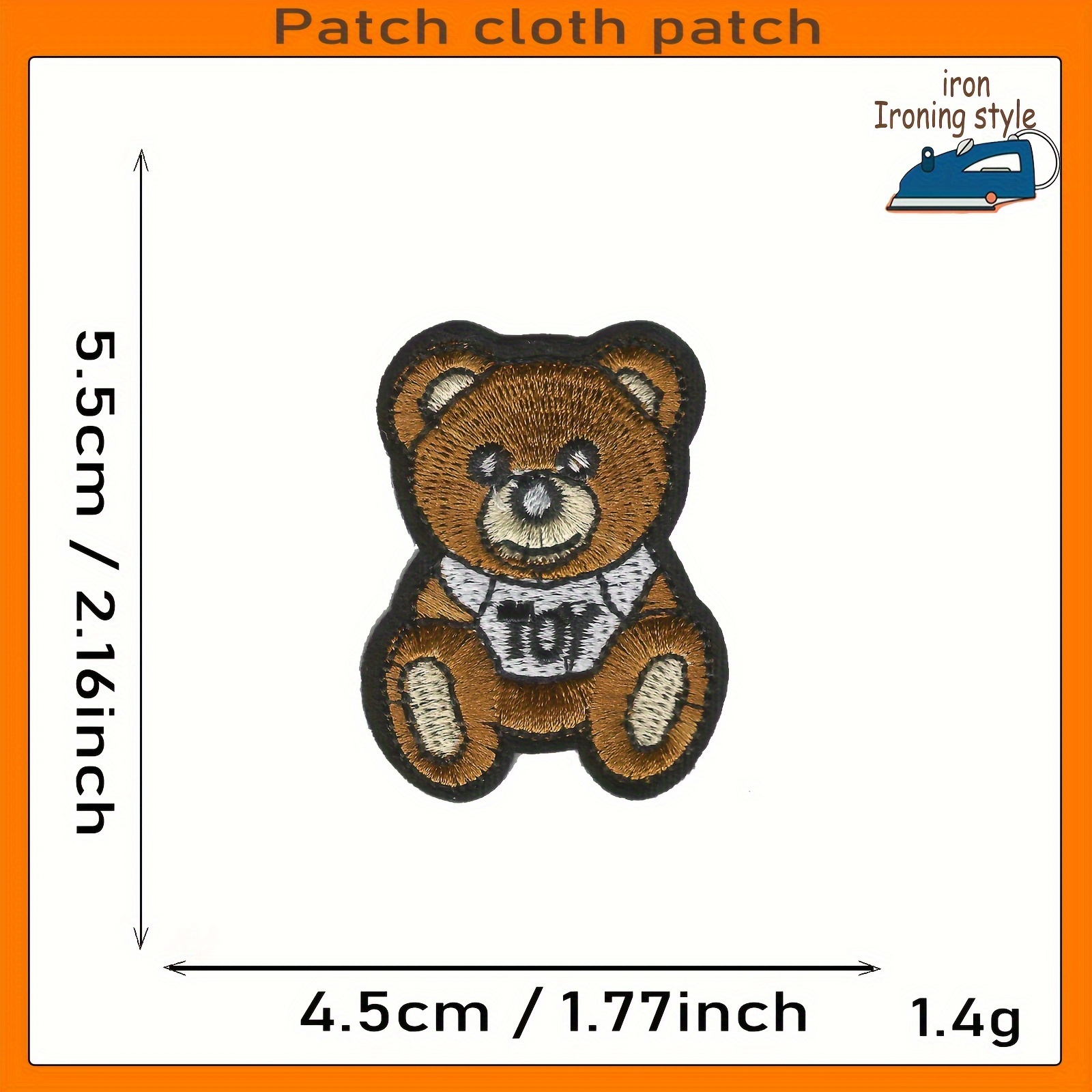 1pc, Bear Shaped Patch Sticker, Cartoon Animal Design Polyester Patch For  Sewing, Embroidery Applique Iron On Heat Patches For Jackets, Sew On Patches