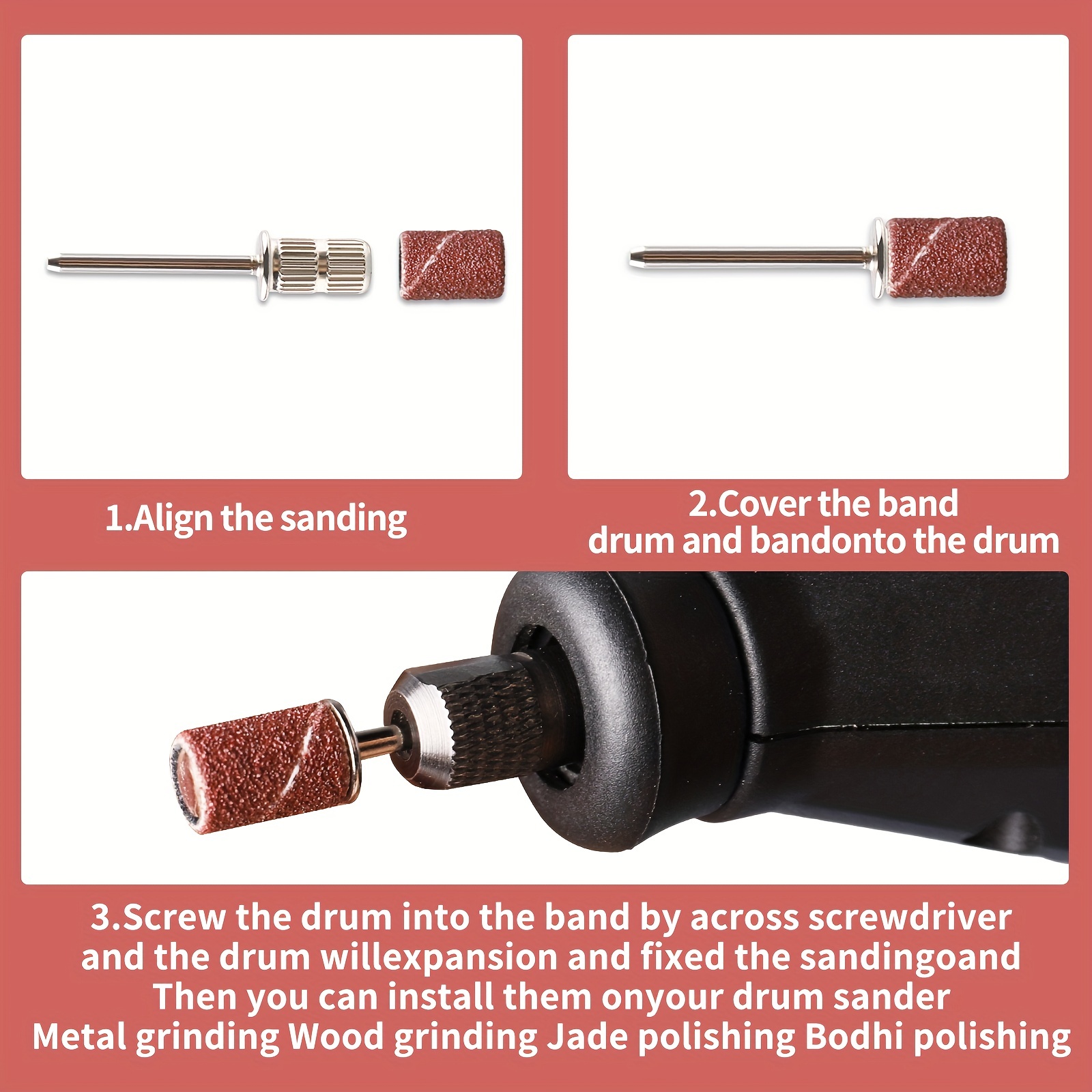 Tool 458PCS Sanding Drum Kit Nail Drill Bits Polished Dremel Accessories  Rotary