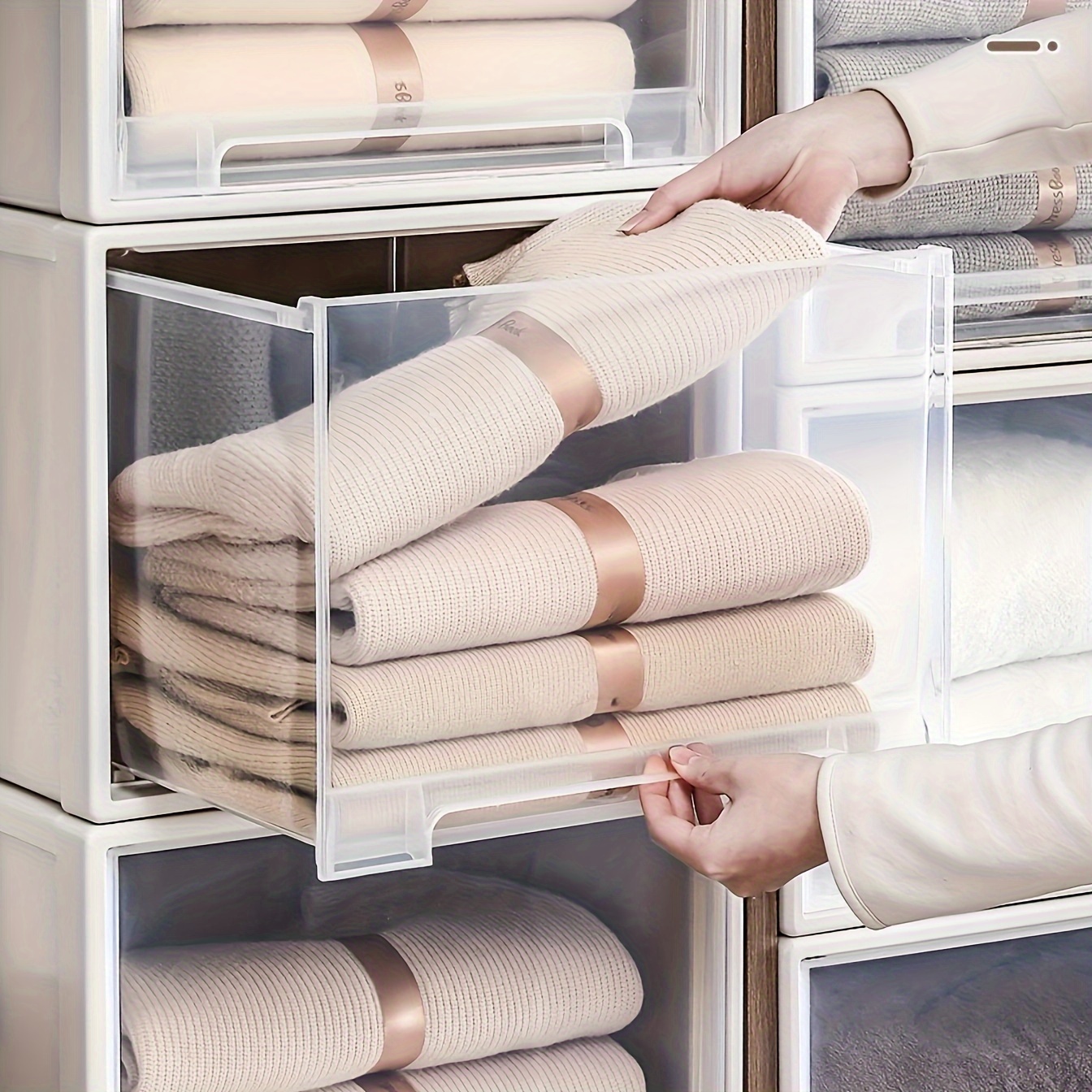 Plastic Clothes Storage Bins Large Capacity Storage Bins for Closets  Wardrobes Shelves
