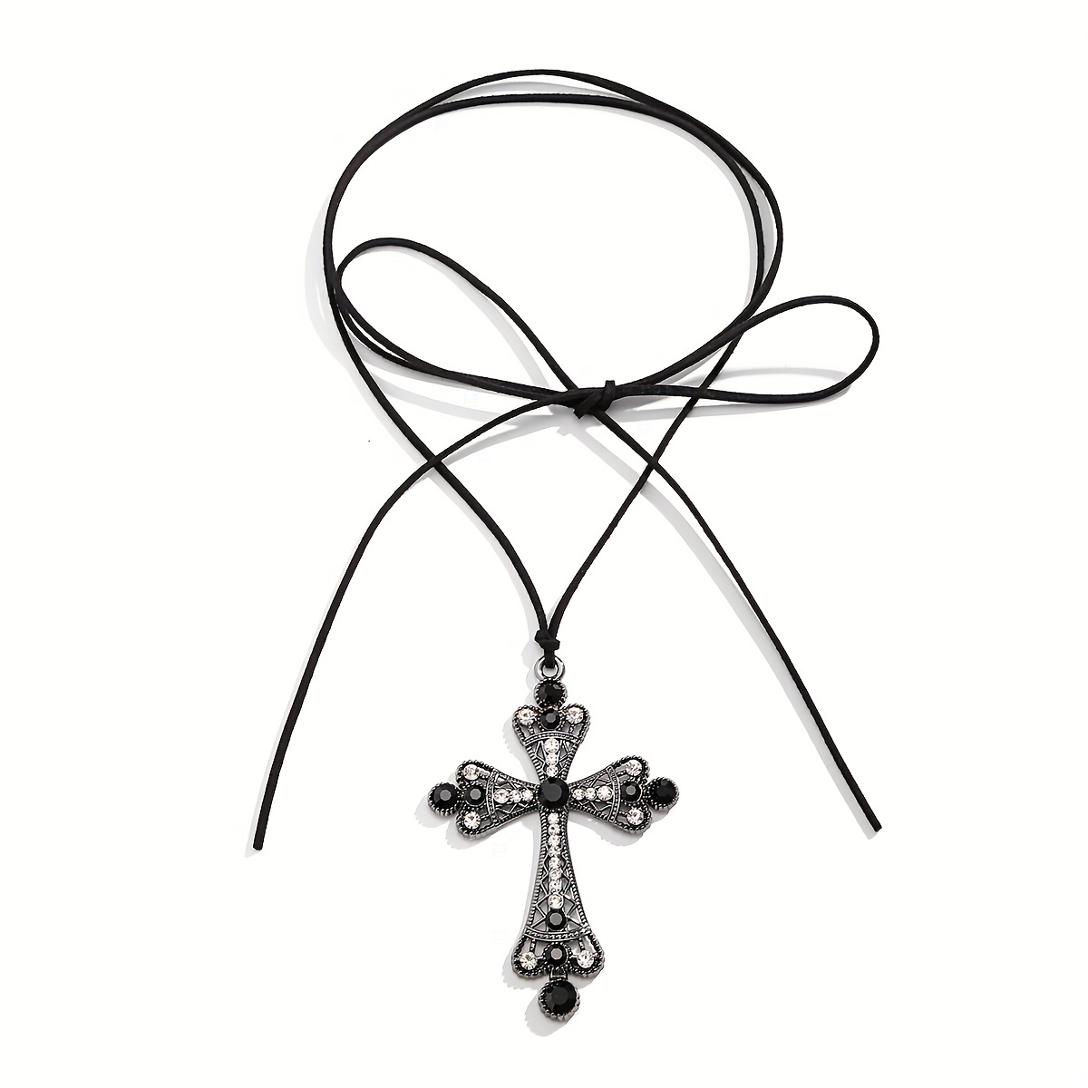 Gothic Halloween Exaggerated Large Cross Pendant Necklace, Party Holiday  Neck Jewelry Gift For Girls