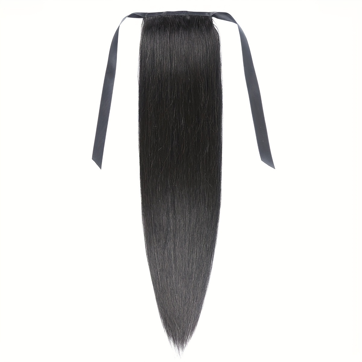 

Long Straight Ponytail Extensions With Ribbon Tie Wrap Around Ponytail Human Hair Extension Natural Black Color Extensions For Women Girls
