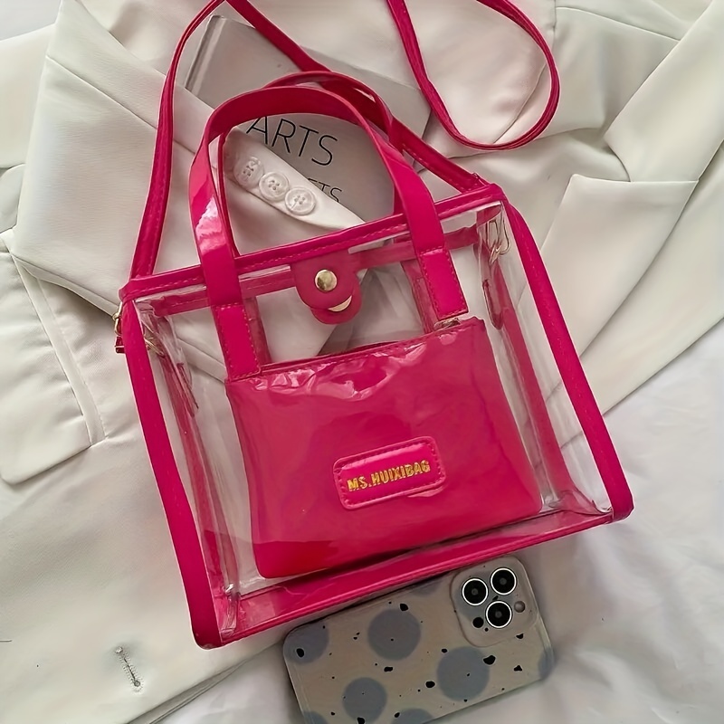 Pink hot sale transparent bag