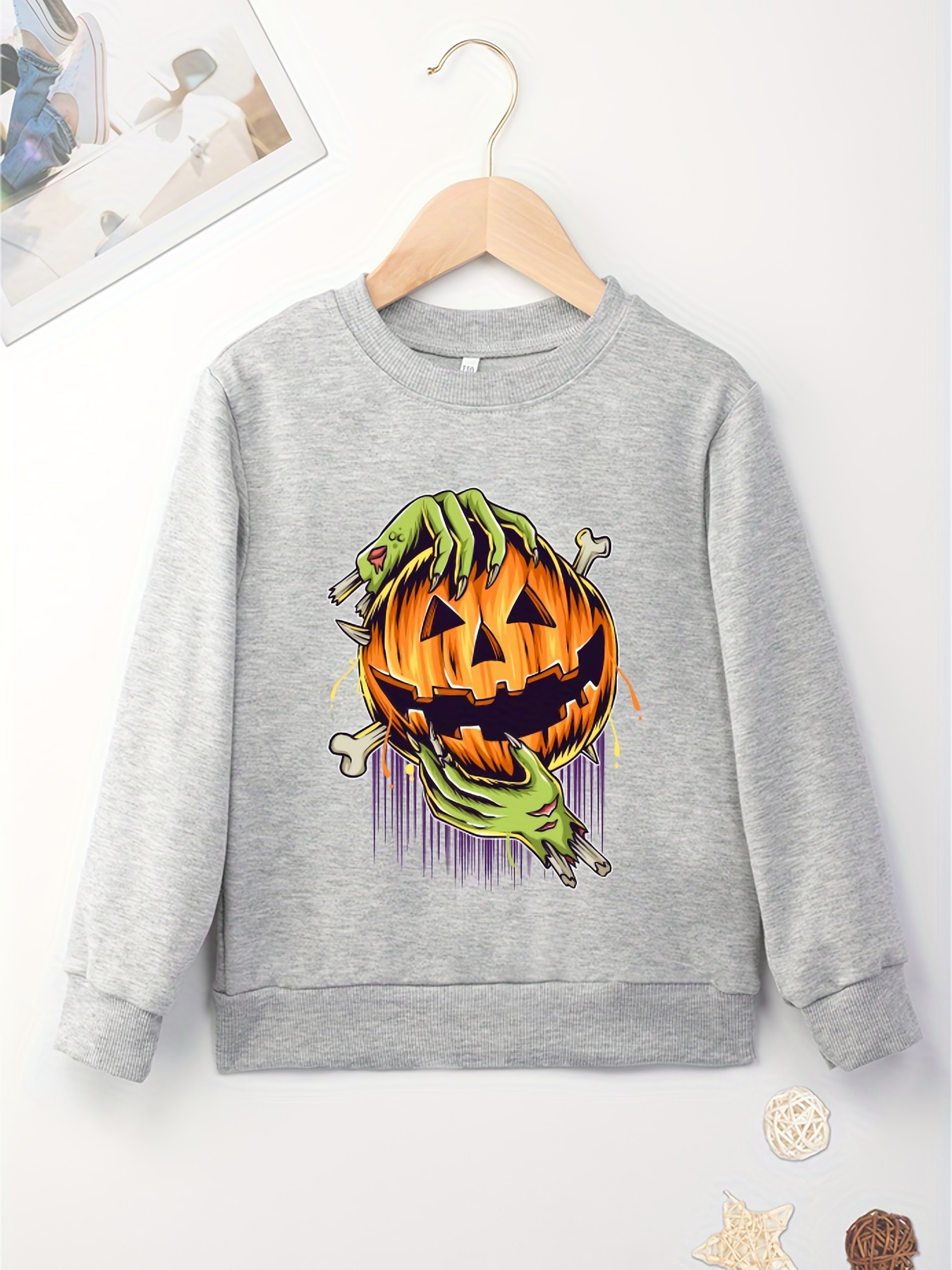 Boys Halloween Long Sleeve Pumpkin Graphic Tee