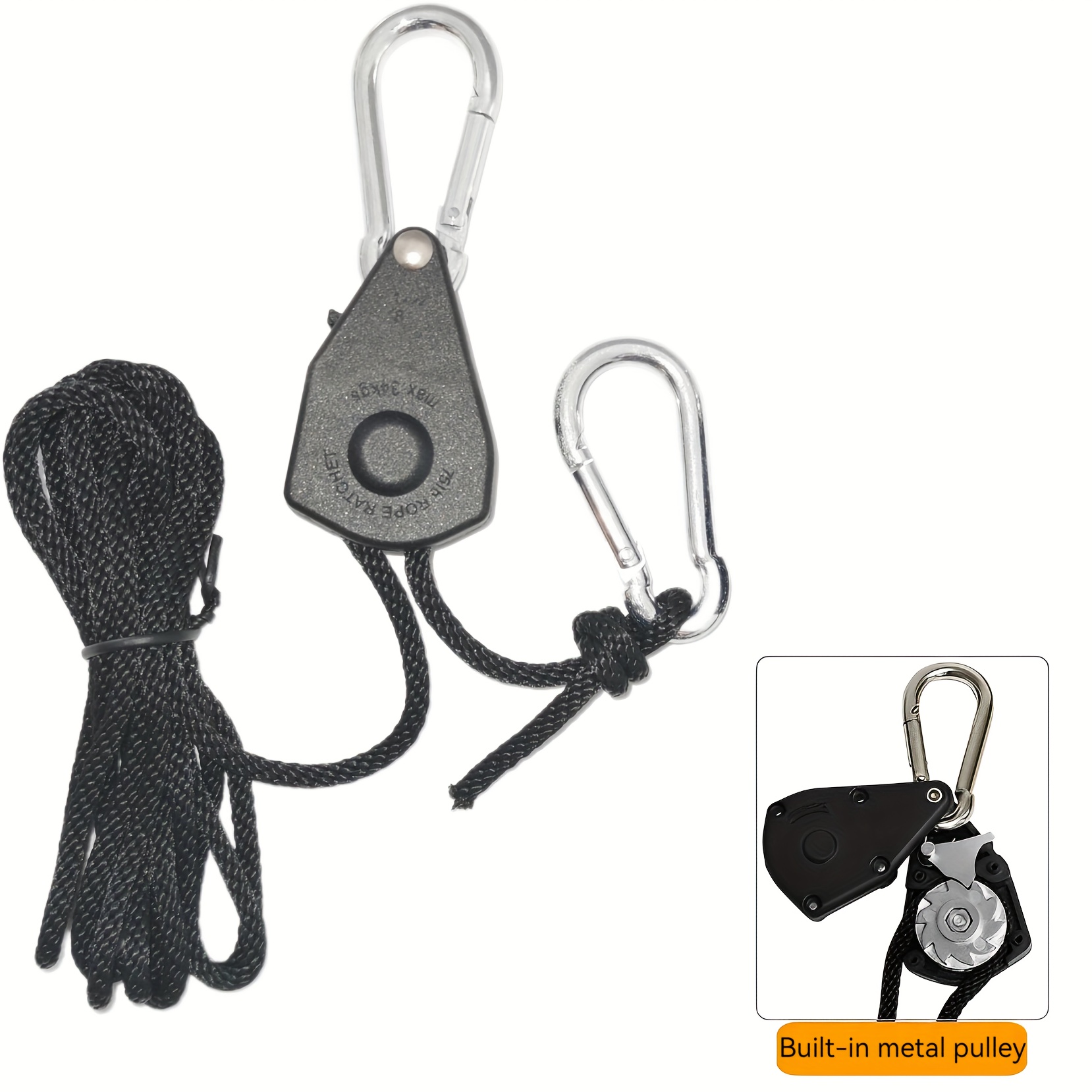1pc Durable Metal Pulley With Ratchet Hook And Adjustable Lanyard For Safe  And Easy Suspension During Camping Hiking And Mountaineering - Sports &  Outdoors - Temu