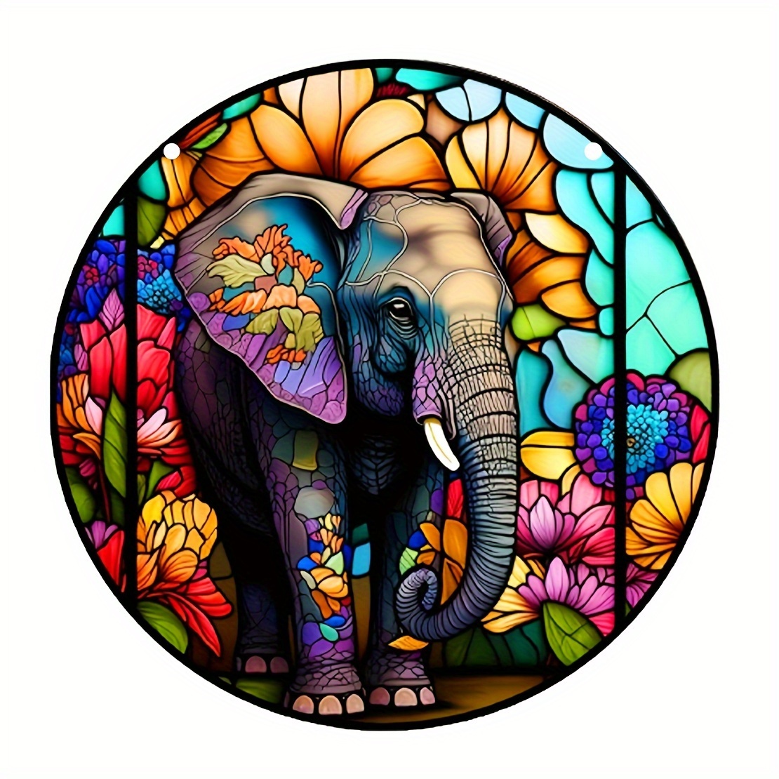 Colorful Elephant Double Side Painted Suncatcher Gift For Mom Friends