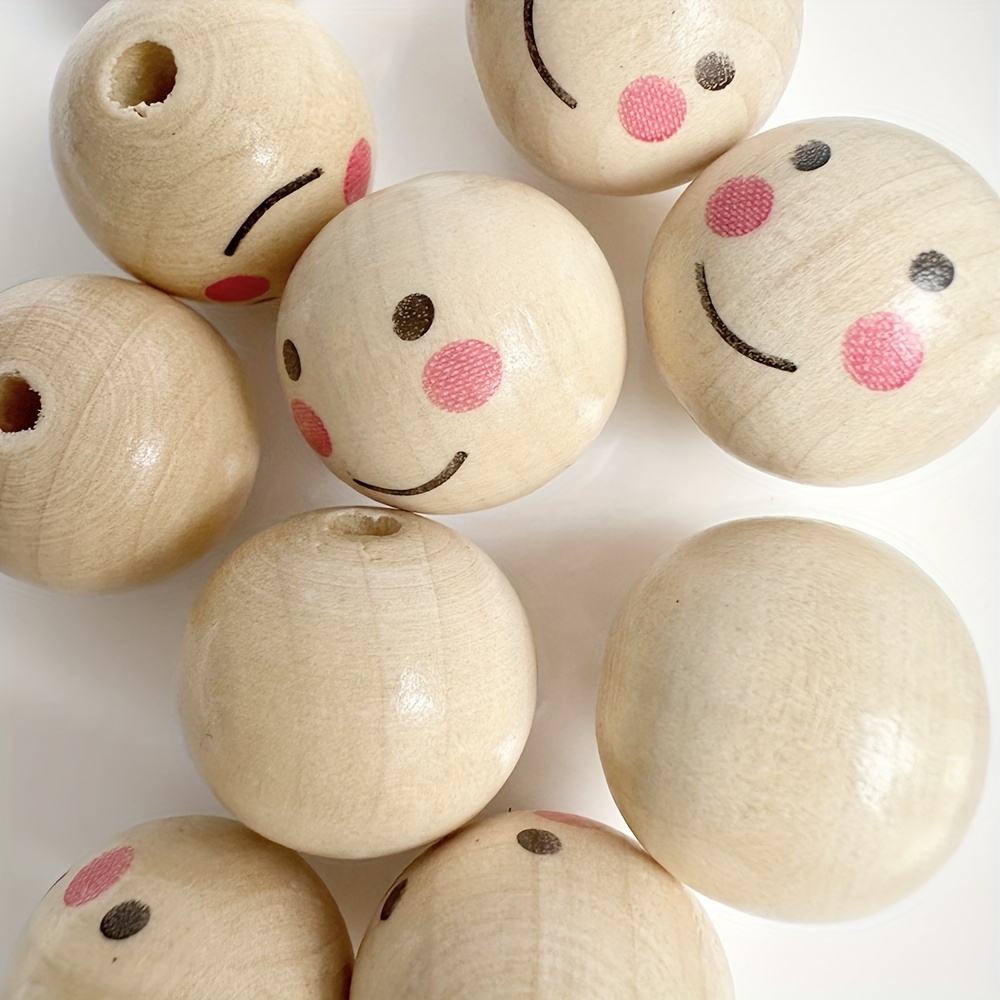 100pcs Natural 10mm Painted Wooden Beads Round Loose Beads Bulk
