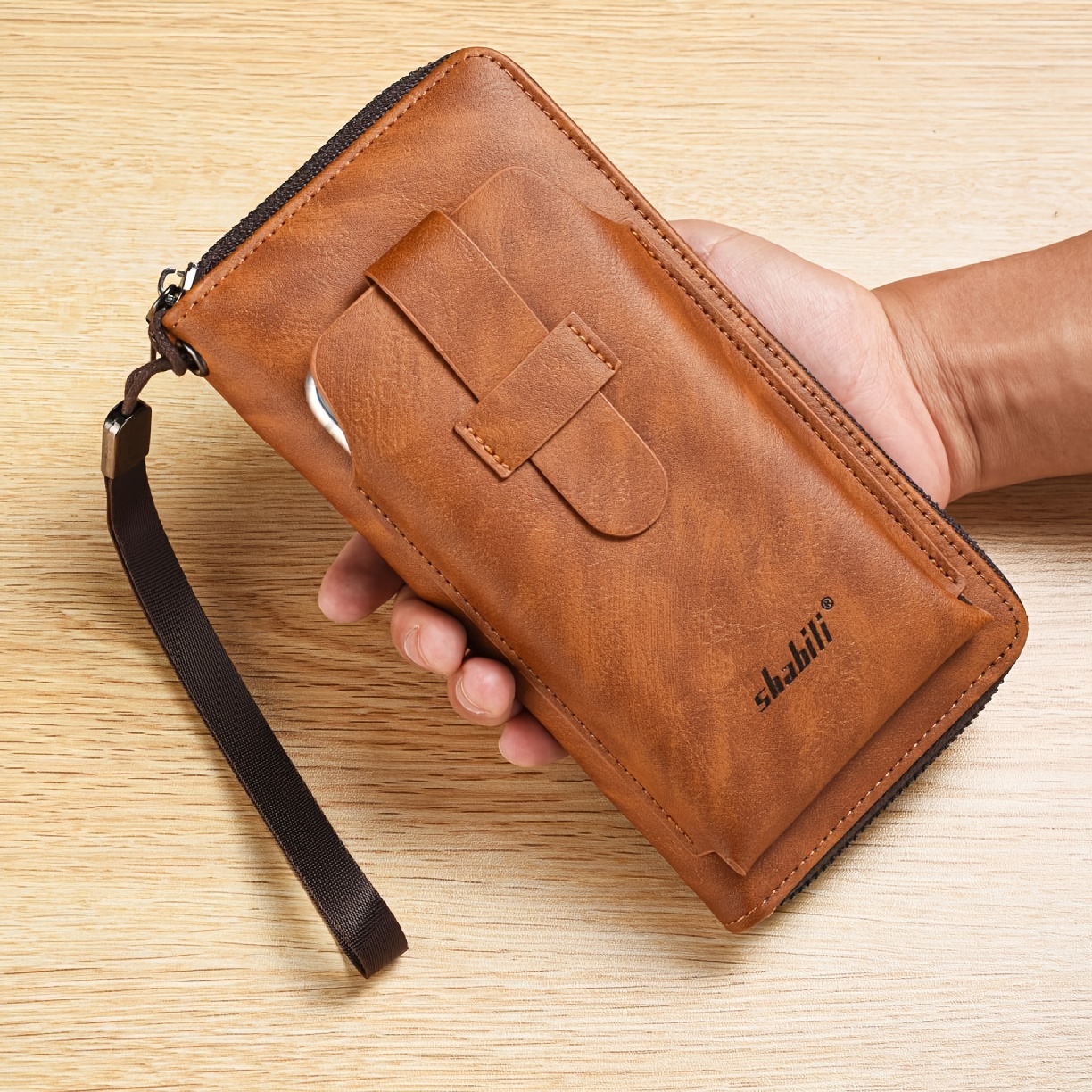 Large Clutch Bag Soft Genuine Leather Purse Male Fashion Men Long Zip Wallet