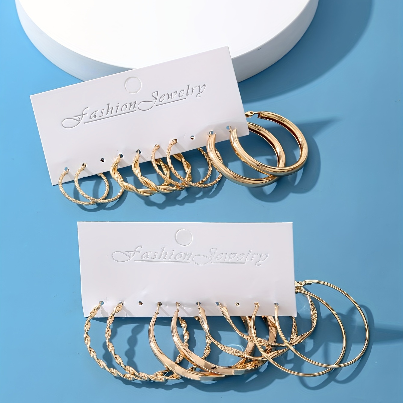 8 Pairs Retro Golden Hoop Earrings for Women