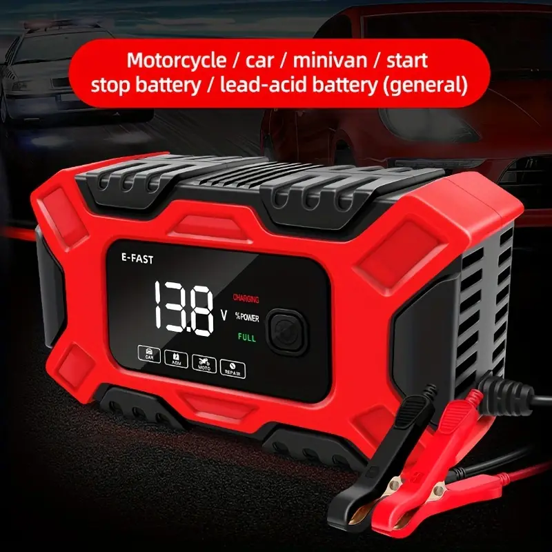Eu E-fast Autobatterieladegerät Maintainer 12v 6a Pulse Repair Lcd Display  3-stufen Smart Fast Charge Desulfator Auto Motorrad, Sparen Geld Temu