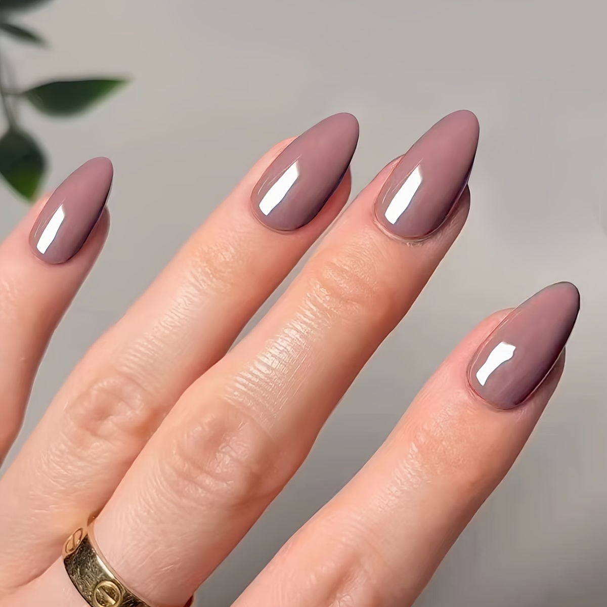 short almond shape press on nails solid color fake nail glossy full cover nails for women details 3