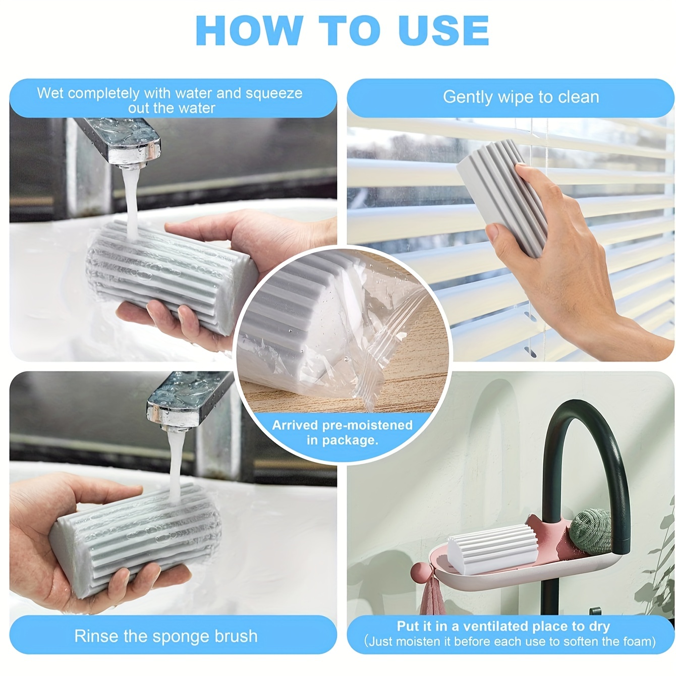 Damp Clean Duster Sponge Sponge Cleaning Brush Dust Removal - Temu