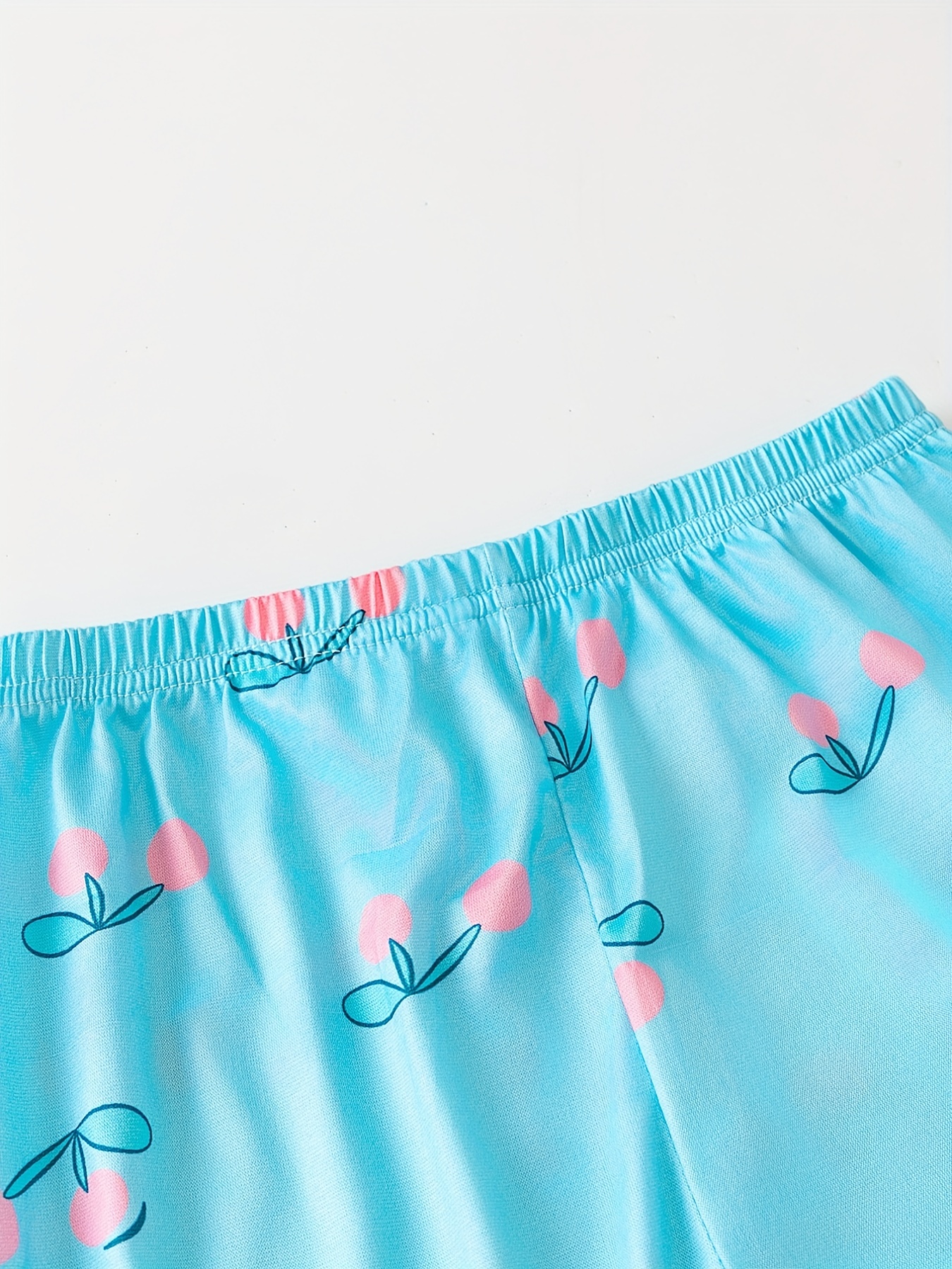 Sky blue culottes with cherry pattern - Sky Blue