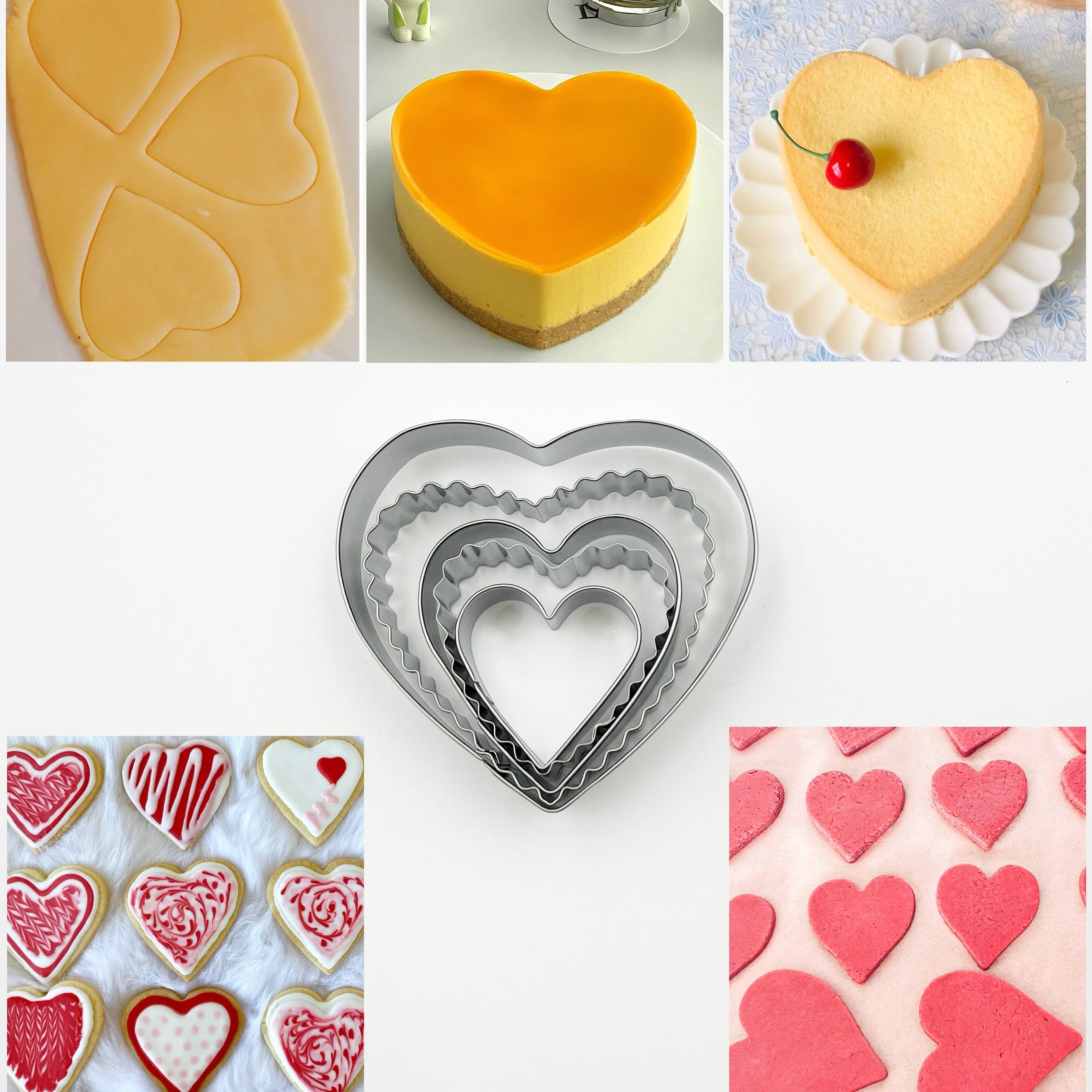 5pcs set heart shaped biscuit cutters stainless steel pastry cutter set love biscuit molds baking tools kitchen accessories Product details 4