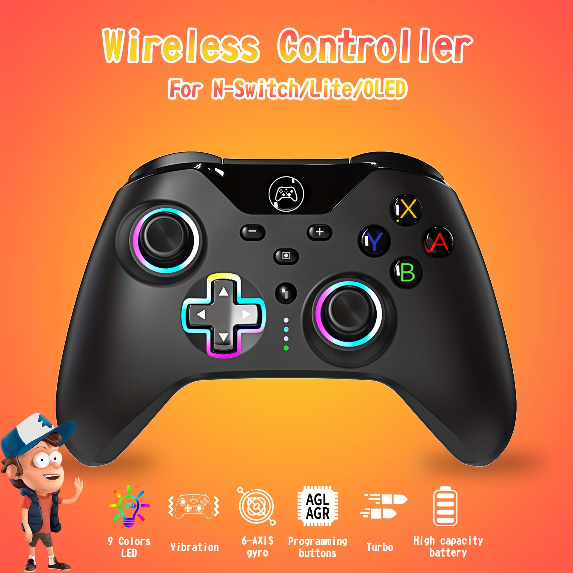 Switch Controller for Nintendo Switch/OLED, Switch Controllers Wired  Connection with 2 Programmable Keys, Gyro Sensor, Double Vibration and  Screenshot