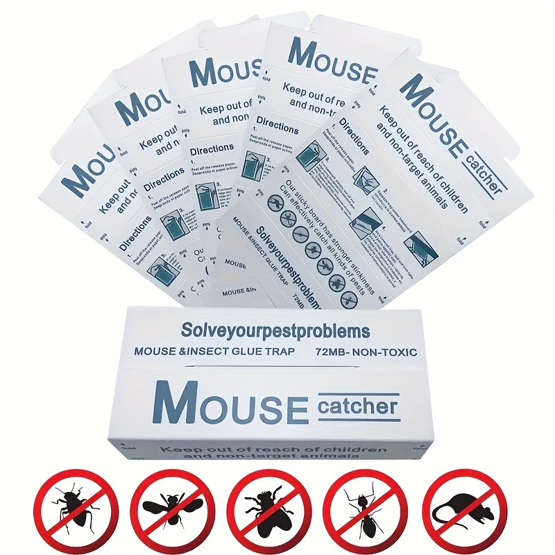 Mouse & Insect Glue Trap, Mouse Traps Indoor For Home, Sticky Pest Control  Adhesive Tray For Catching Bugs, Rats & Rodents, Non Toxic Bulk Unscented  Glue Boards - Temu