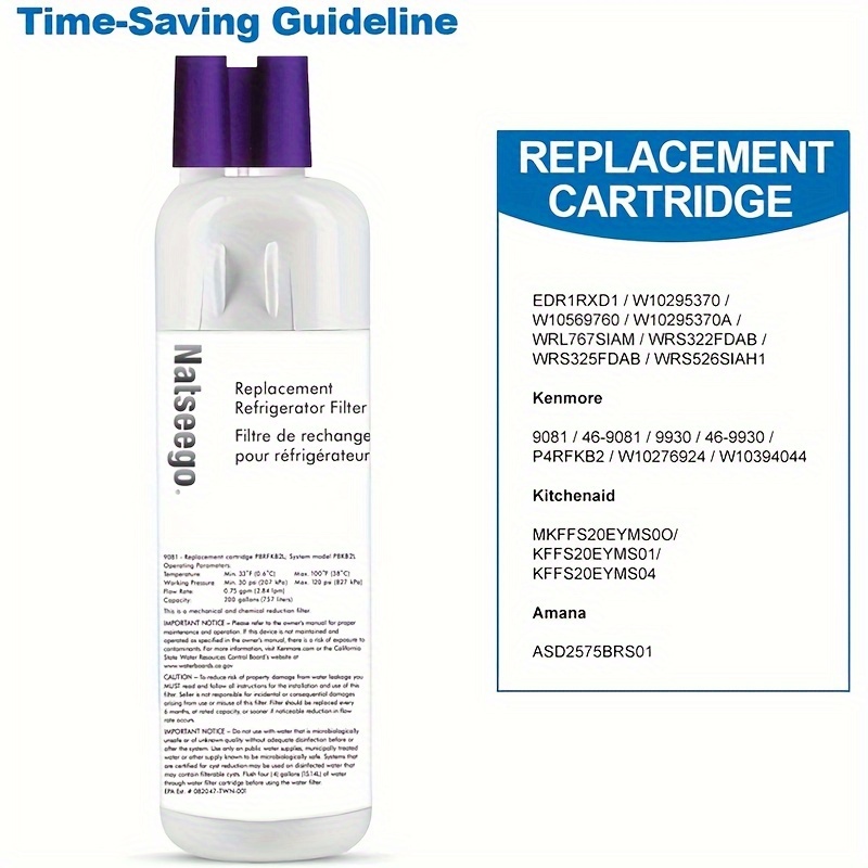 Refrigerator Water Filter, W10413645a W10238154 Frigidaire Water Filter  Replacement, Compatible With Edr2rxd1, Kenmore 46-9082, 46-9903, 9082, 9903  - Temu