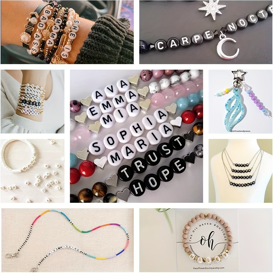 200 Cuentas Letras Acrílico Redondas Bisuteria Pulsera