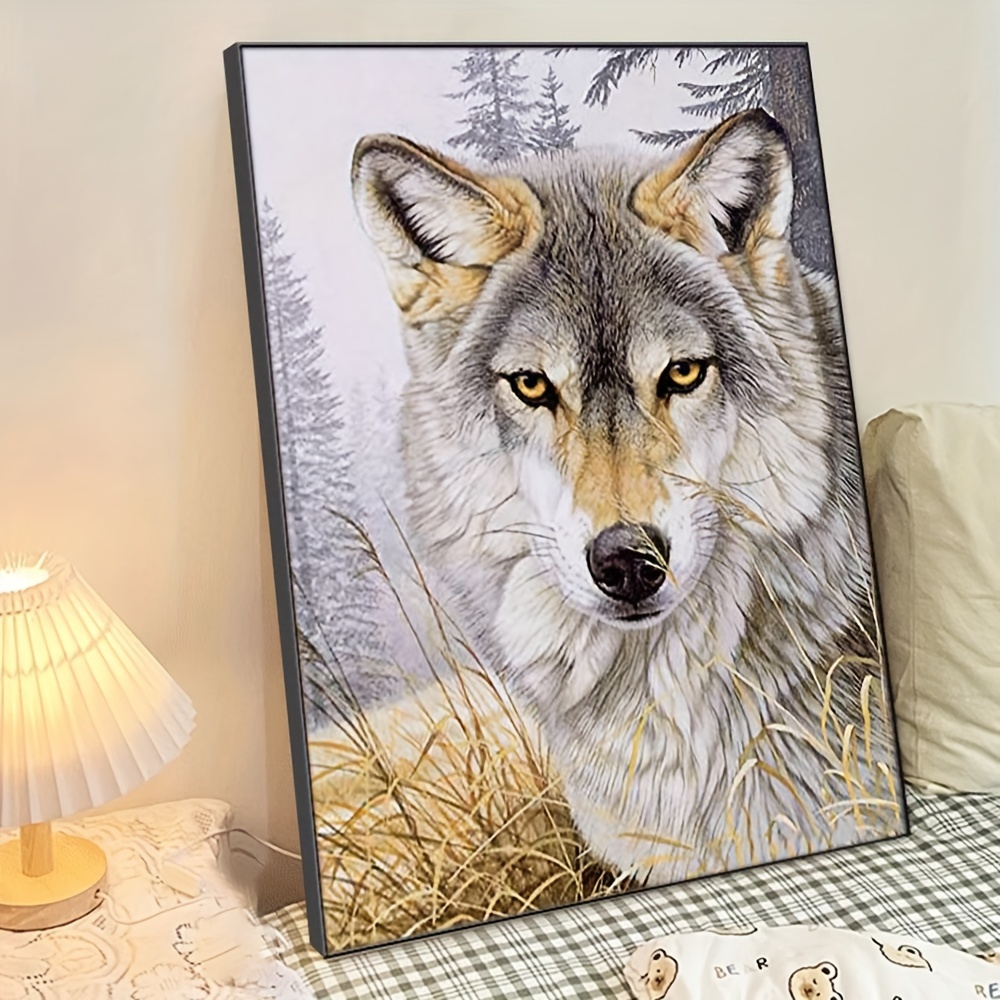 Diy5d Artificial Diamond Painting Set Forest Wolf Suitable - Temu