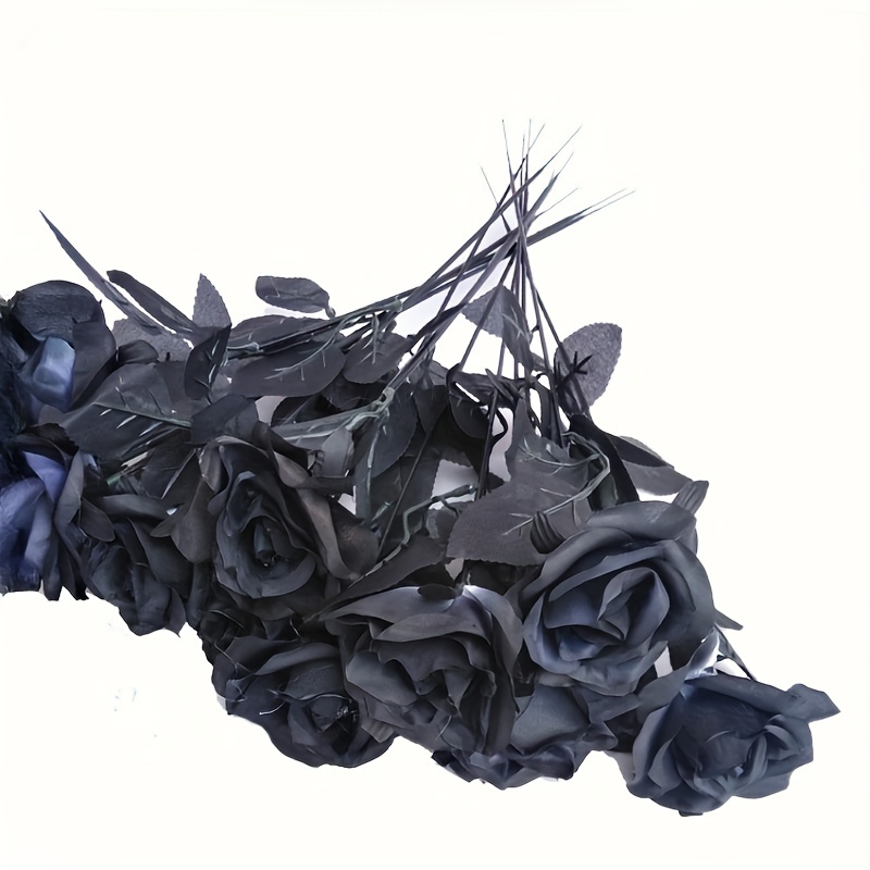 Black Artificial Silk Roses Flowers Fake Silk Rose - Temu