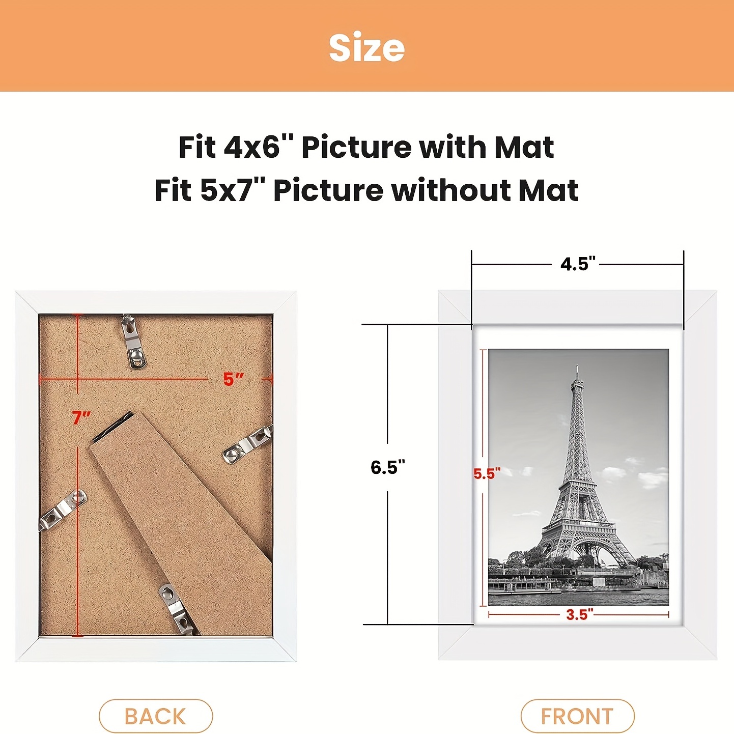 5x7 Picture Frame Display Pictures 4x6 With Mat Or 5x7 - Temu