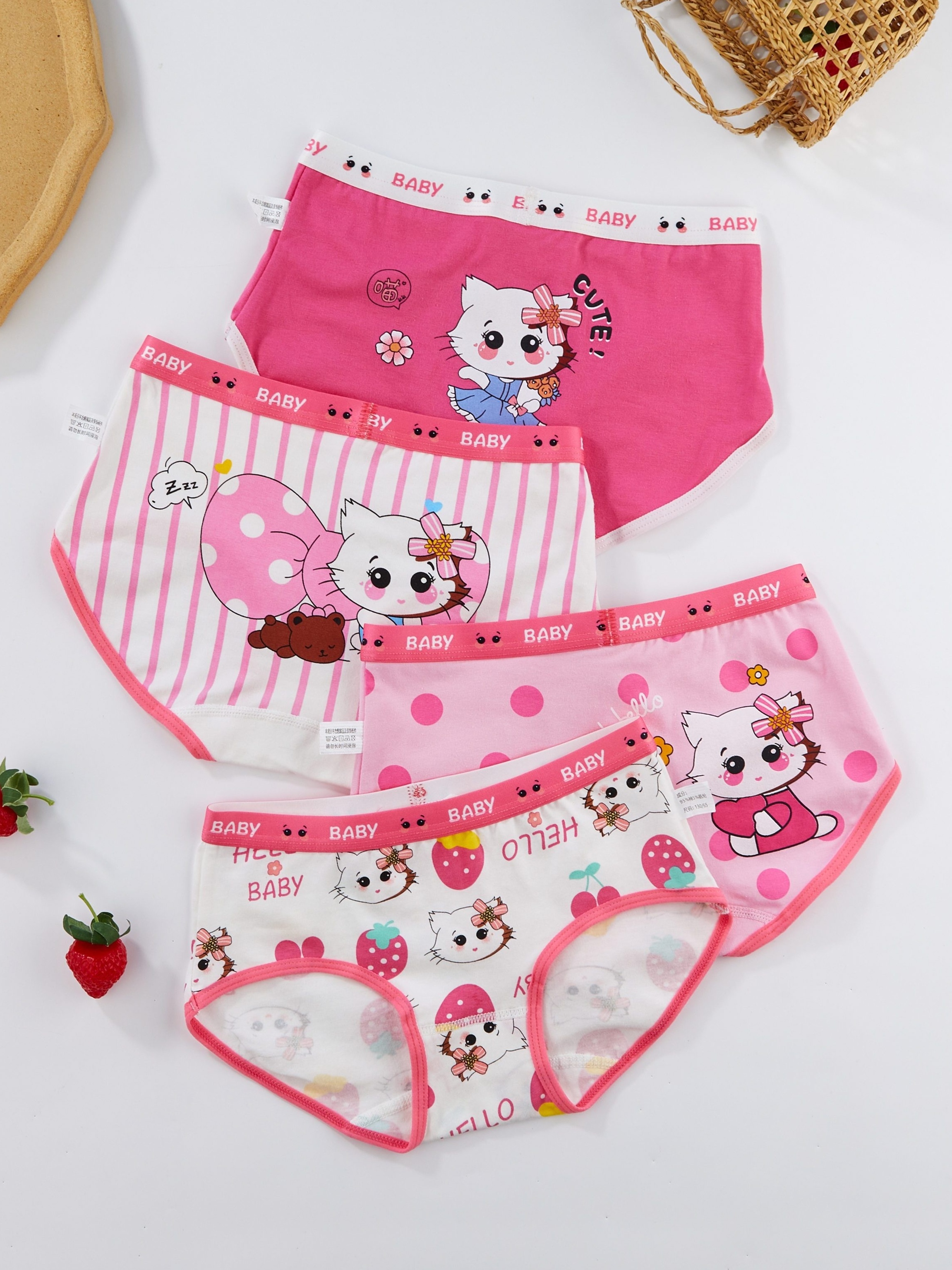 Fashion 4pcs Girls' Cotton Underwear Cute Baby Protective Panties