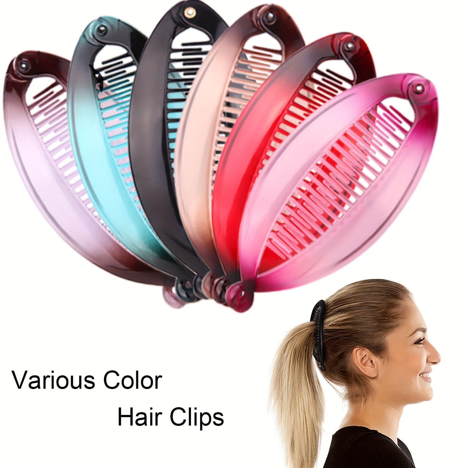 Solid Color Banana Hair Clip Hair Holder No Slip Banana Clip - Temu