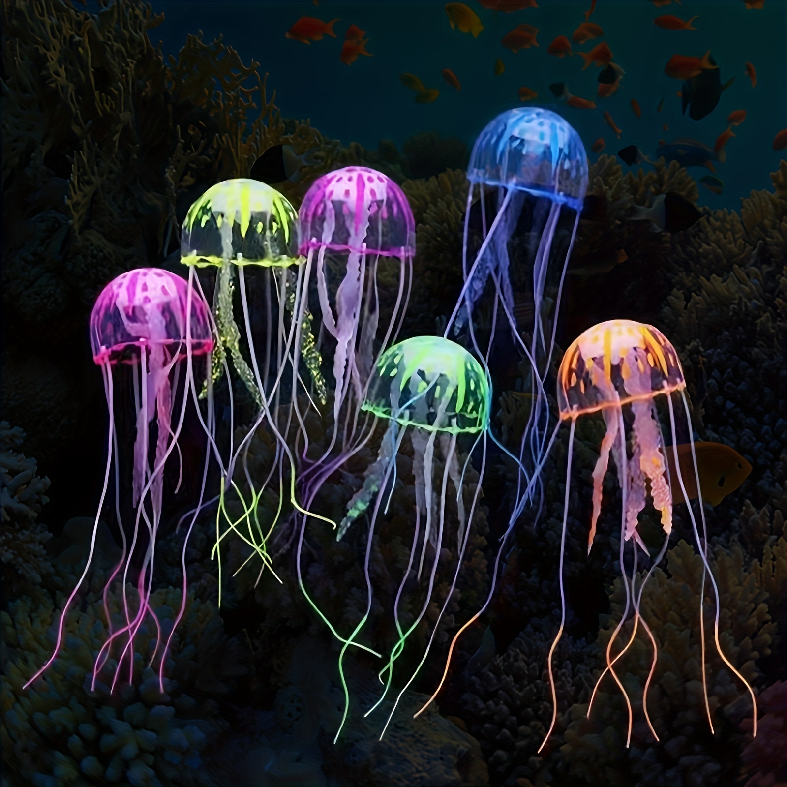 1 Pezzo, Finto Jellyfish In Silicone Luminoso, Ornamenti