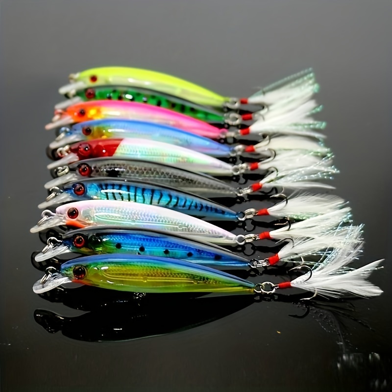Fishing Minnow Lures Set: Feather Hook Artificial Bait - Temu