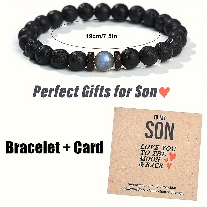 M MOOHAM Easter Gifts for Men Teen Boys - Natural Stone Bracelets for Dad |  Boyfriend | Husband | Soulmate | Son | Grandson | Brother | Uncle 