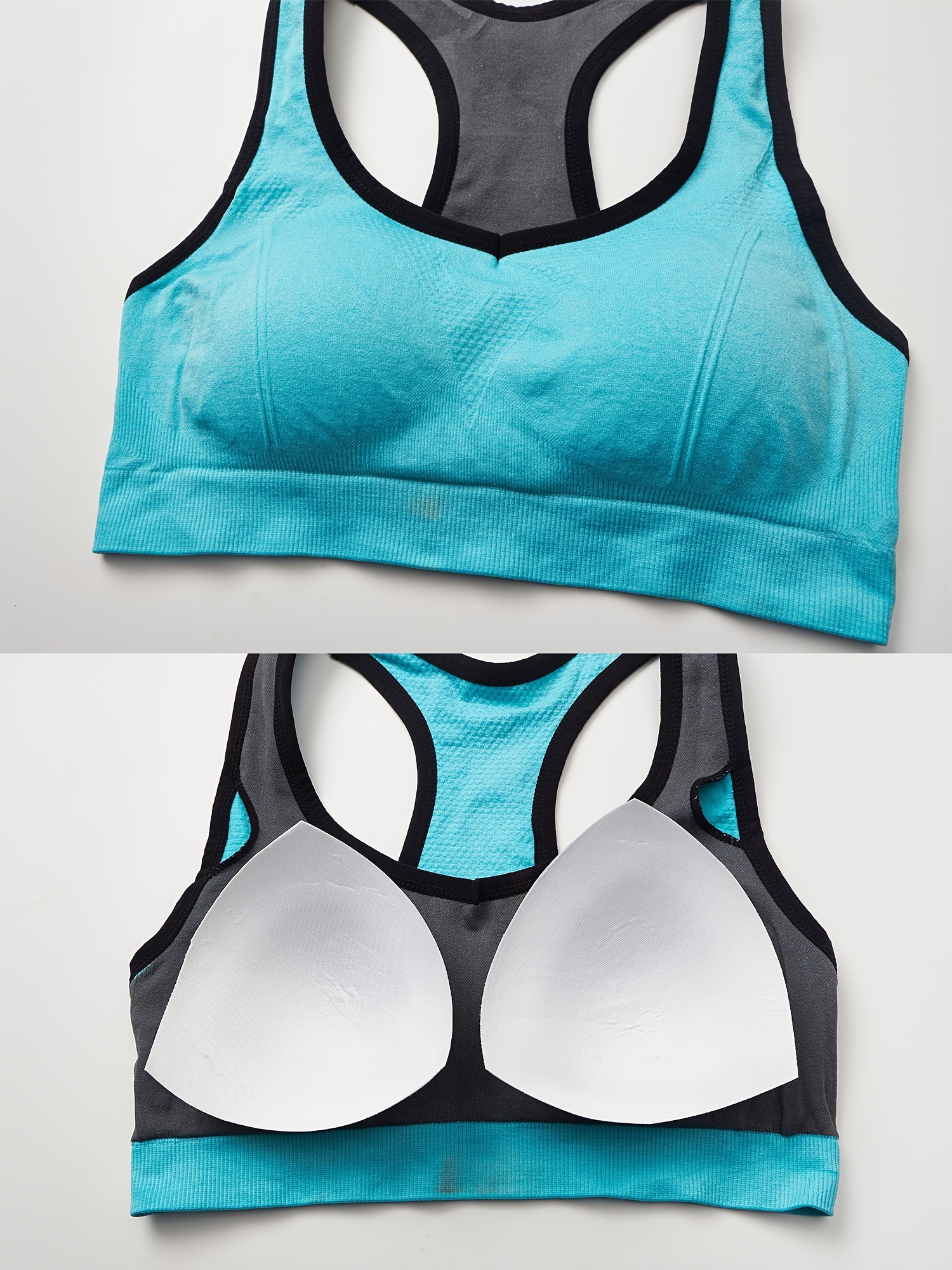 Womens Sports Bra ( XL Size ), 3 Pack Seamless Padded Racerback High Impact Bra  Support Yoga Bras Gym Running Workout, Blue, Gray, Black 