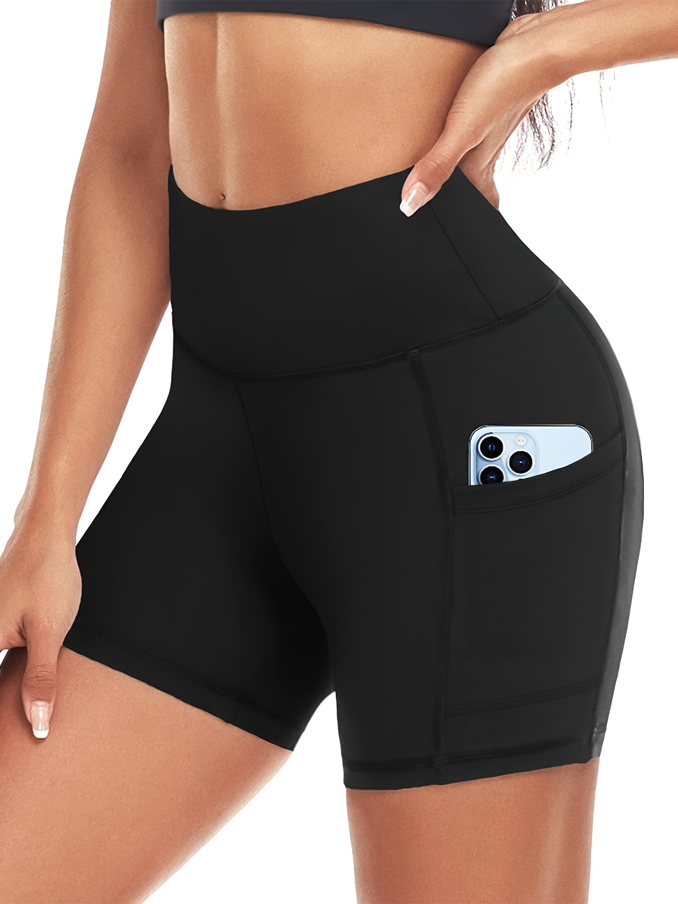 High Waisted Yoga Biker Shorts for Women with Pockets, Tummy Control  Athletic Workout Spandex Shorts